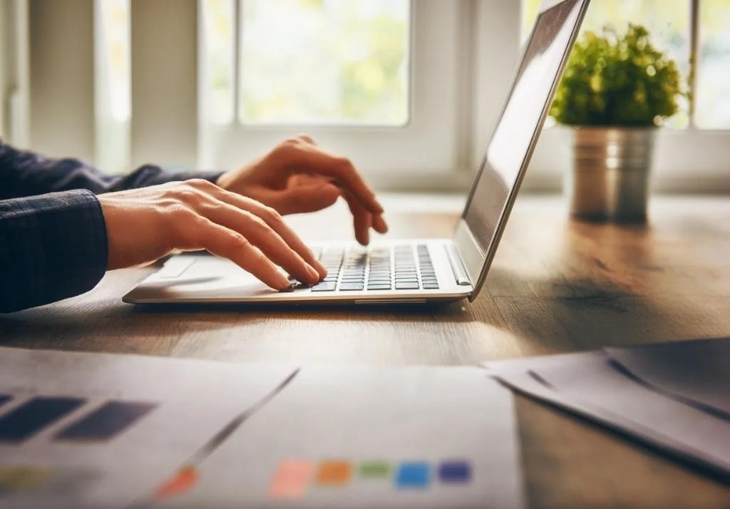 Marketing strategy at a laptop